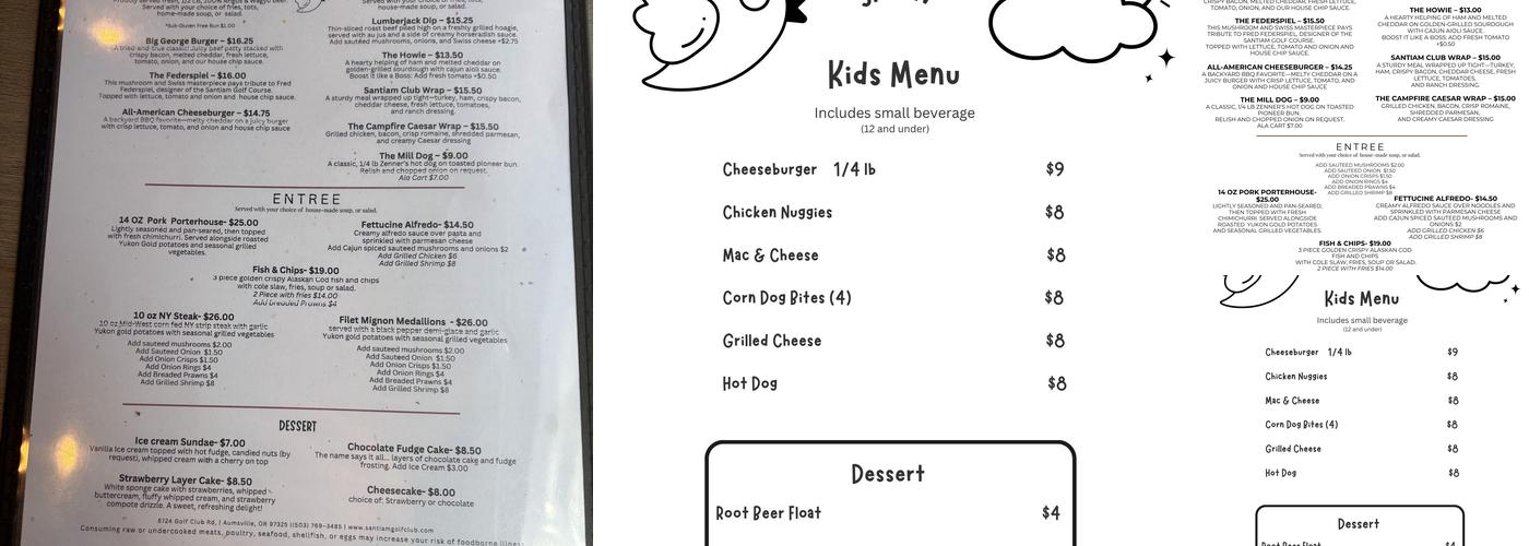 The Hickory Spoon Menu