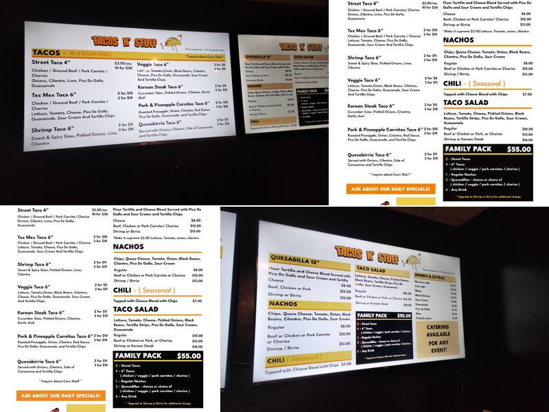 Tacos N' Stuff Menu