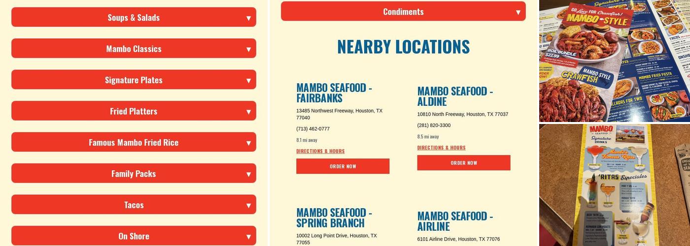 Mambo Seafood Menu