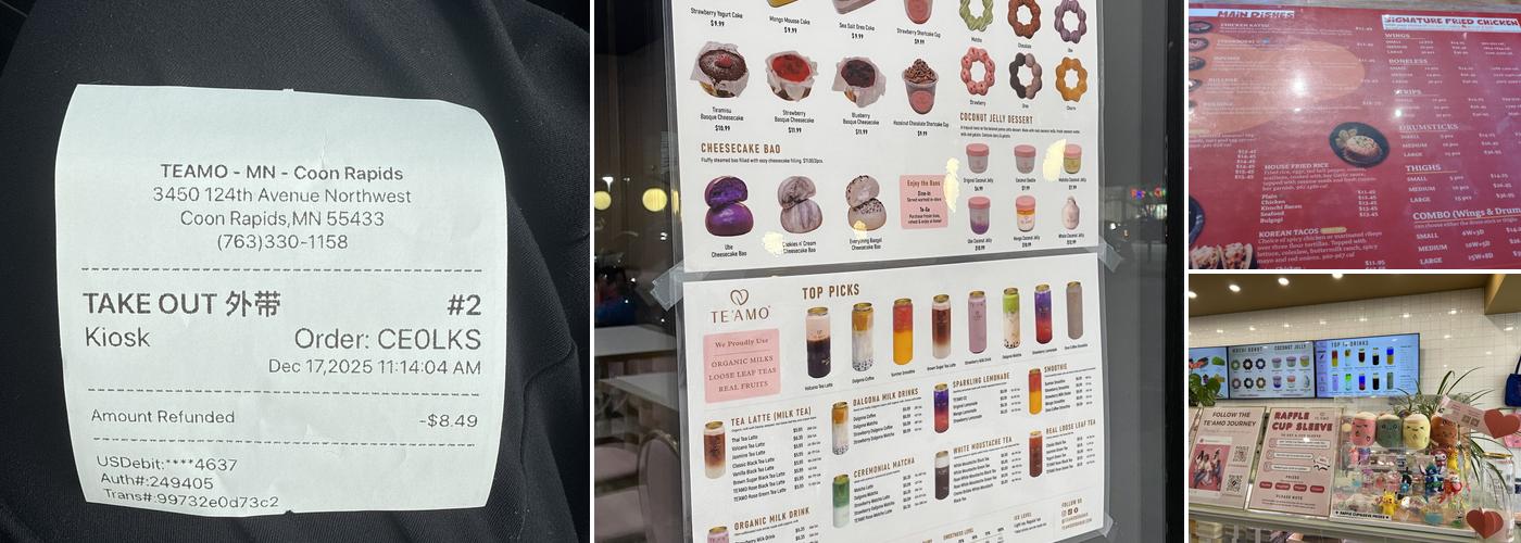 Te'Amo Menu