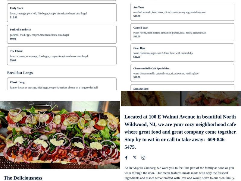 DeAngelis Culinary Menu