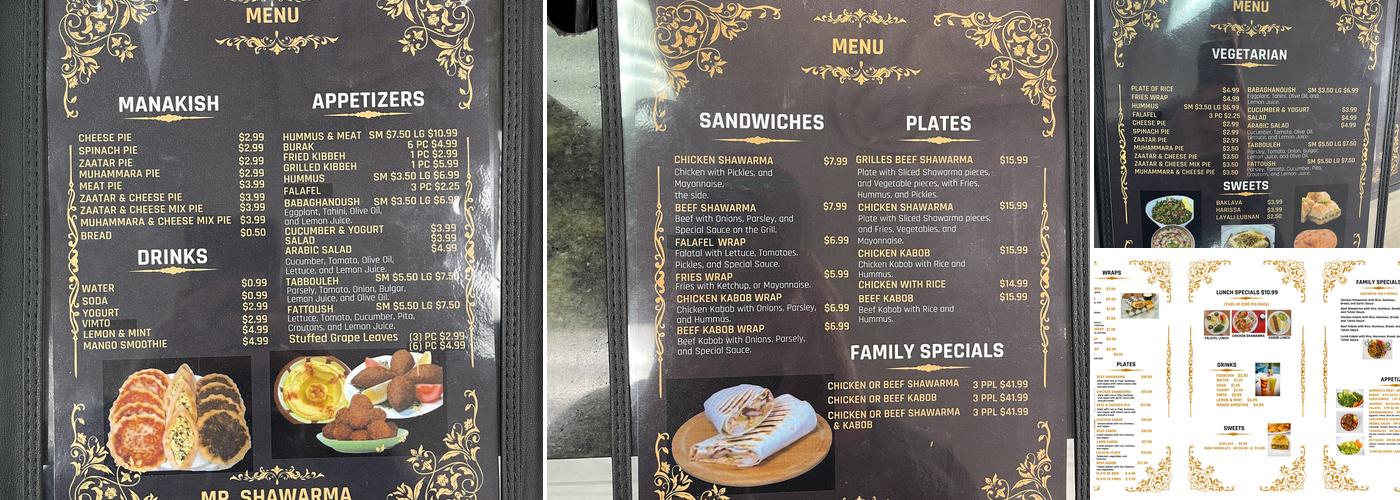 Mr.shawarma Menu