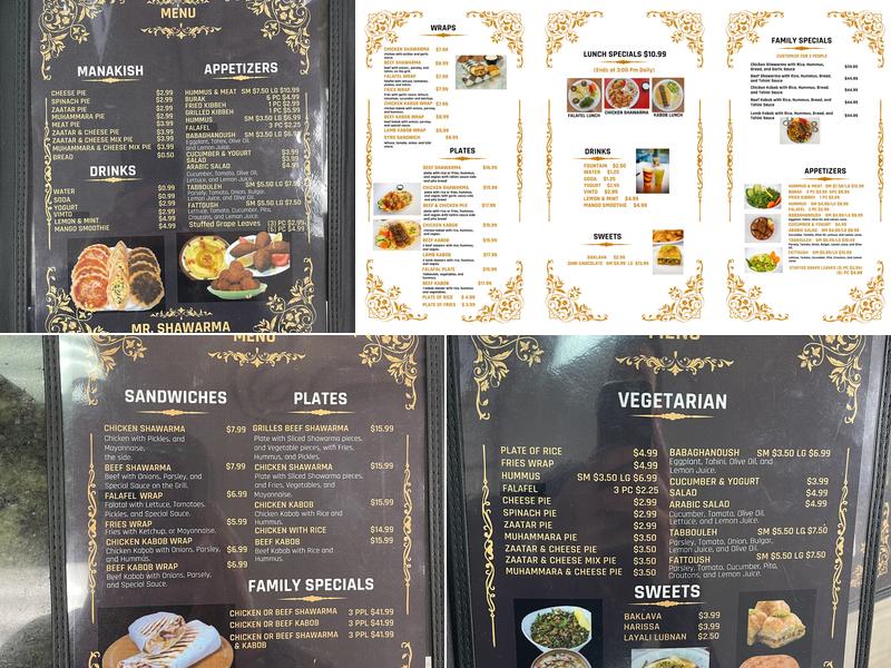 Mr.shawarma Menu