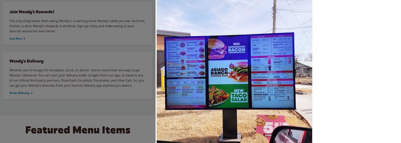 Wendy's Menu