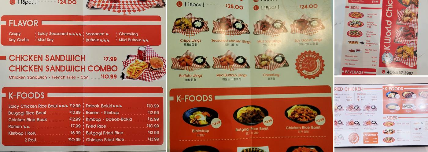 K.World Chick Menu