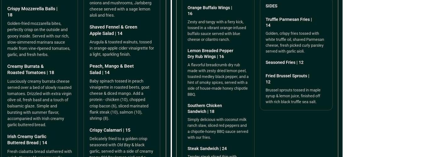 Bru House Menu