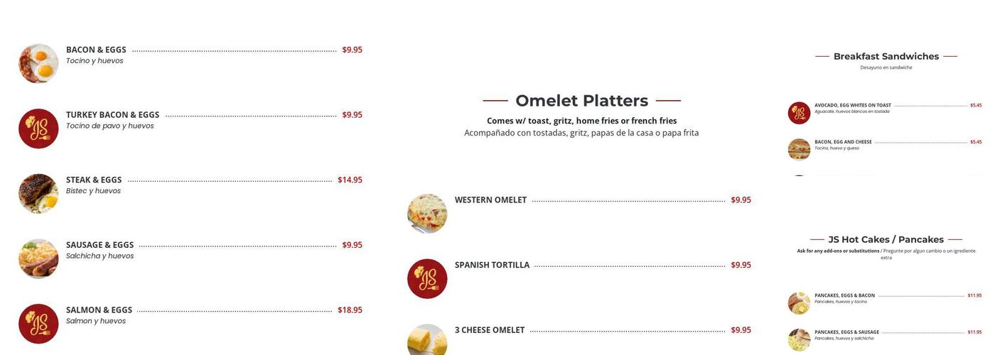 JS Restaurant & Diner Menu