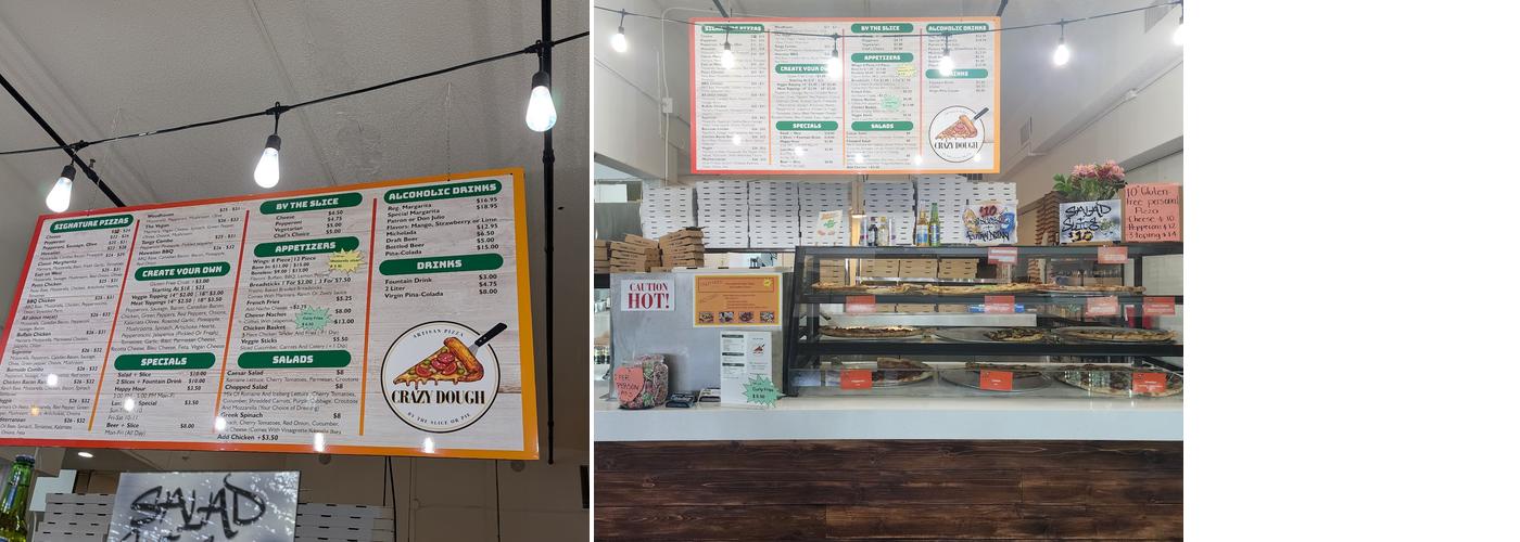 Crazy Dough Menu