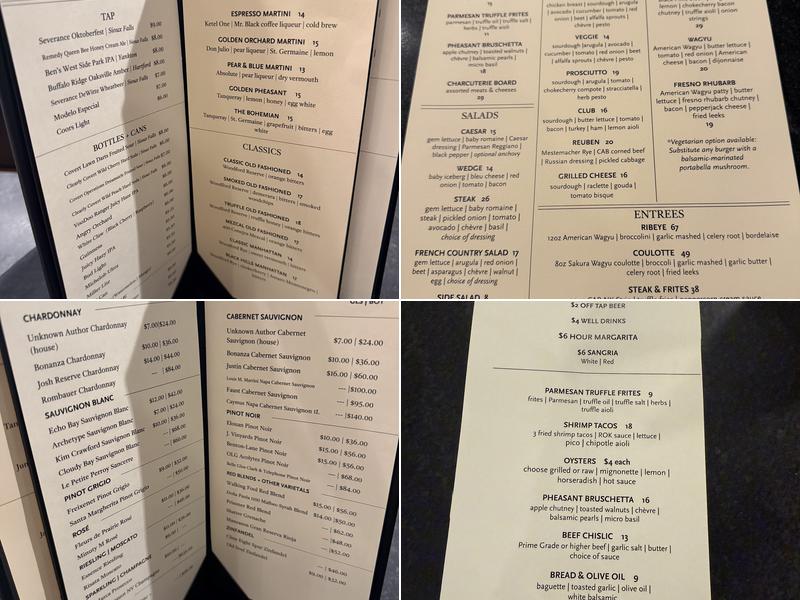 Rivage Oak Kitchen Menu