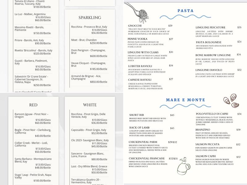 Capri Menu