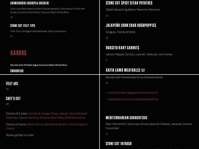 Stone Cut Bistro Menu