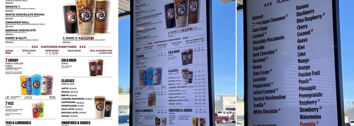 7 Brew Coffee Menu