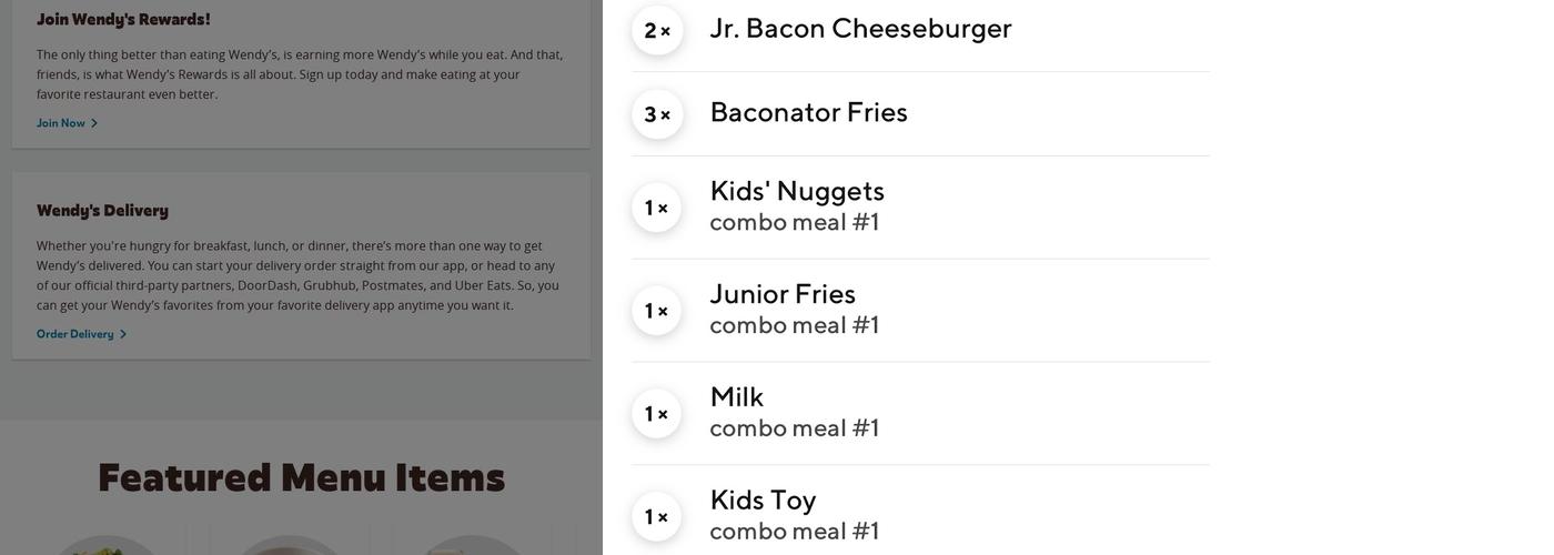 Wendy's Menu