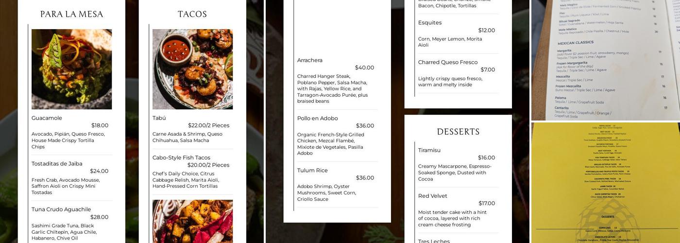 TABÚ - Williamsburg Menu