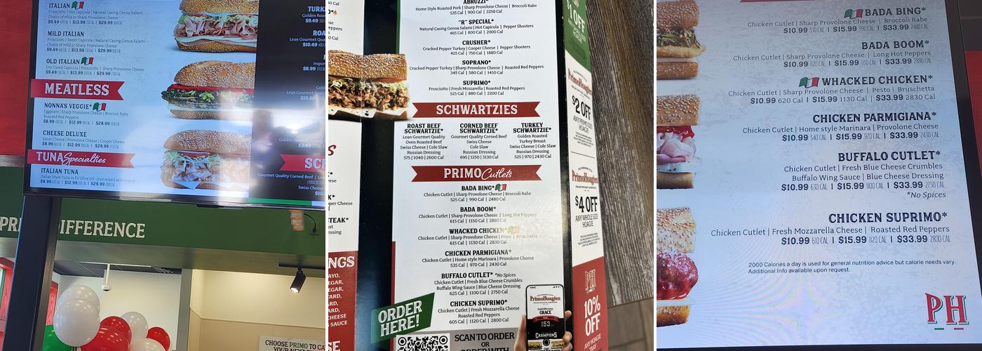 PrimoHoagies Menu