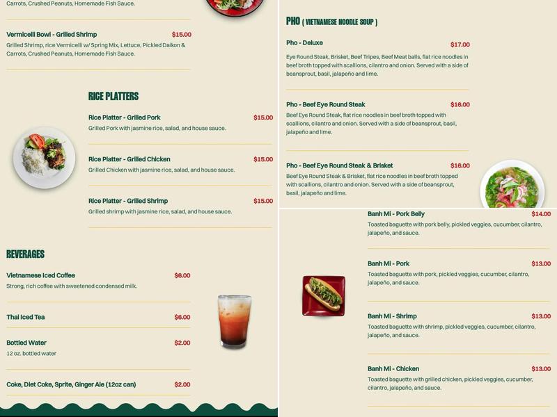 Pho Mi Please Menu