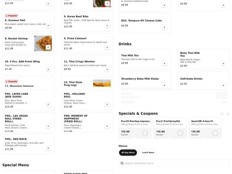 Fresh Asian kitchen Menu