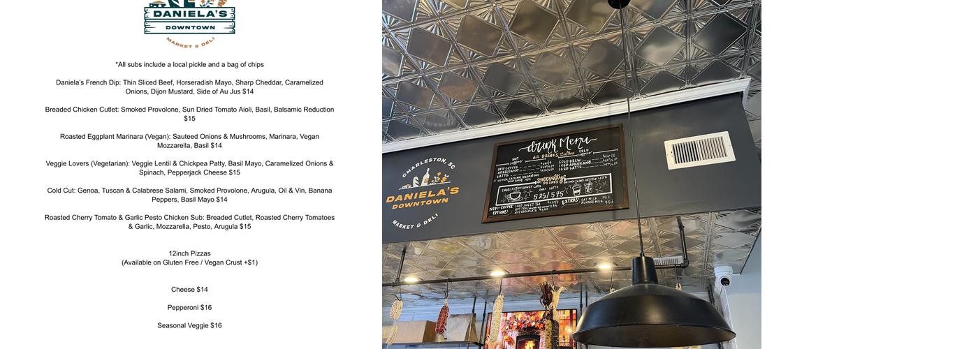 Daniela's Downtown Menu