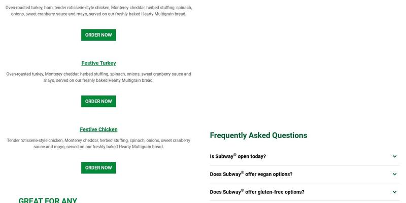 Subway Menu