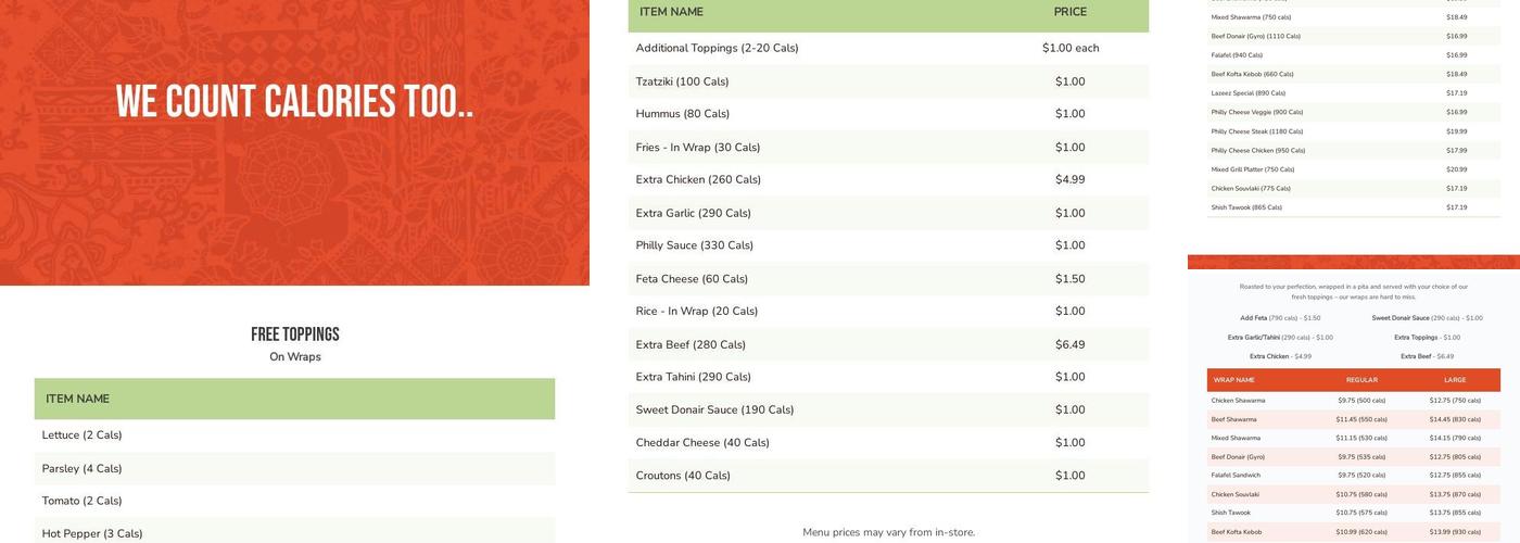 Lazeez Shawarma Menu