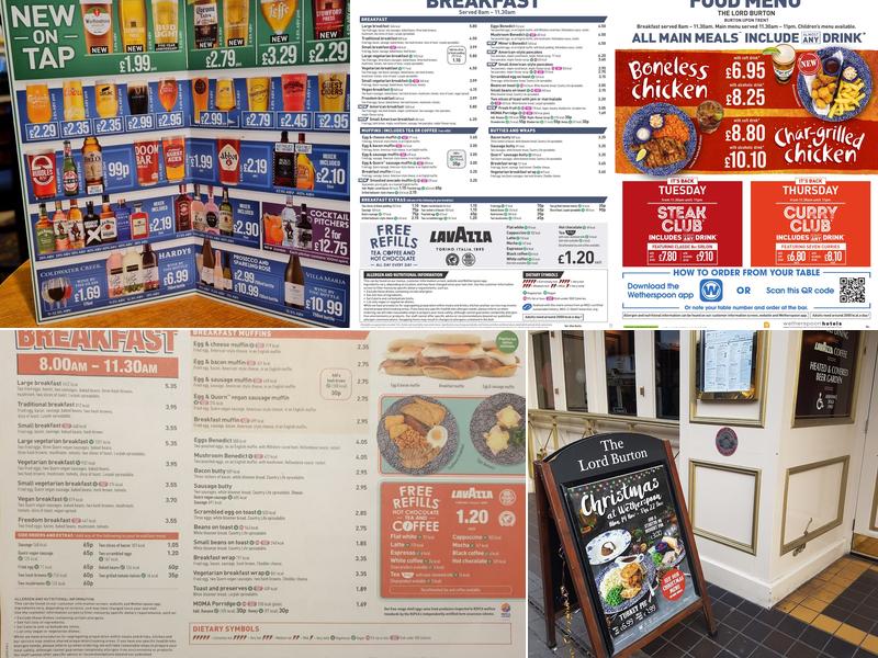 The Lord Burton - JD Wetherspoon Menu