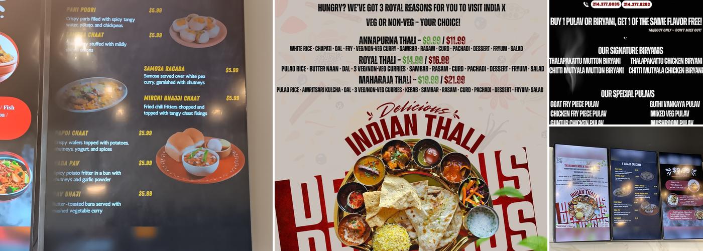 India X Menu