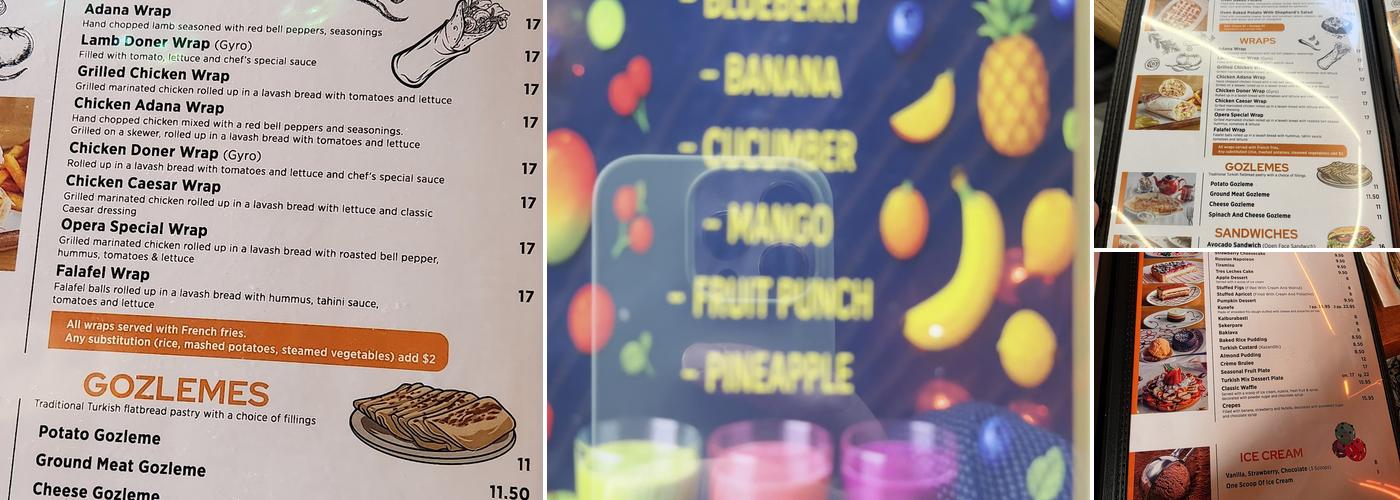 Opera Cafe Lounge Menu