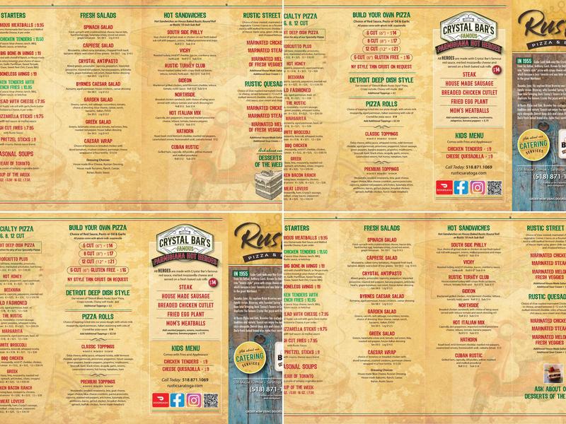 Rustic Pizza and Eats Menu