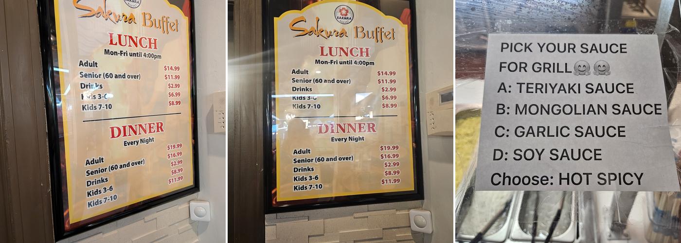 Sakura buffet Menu