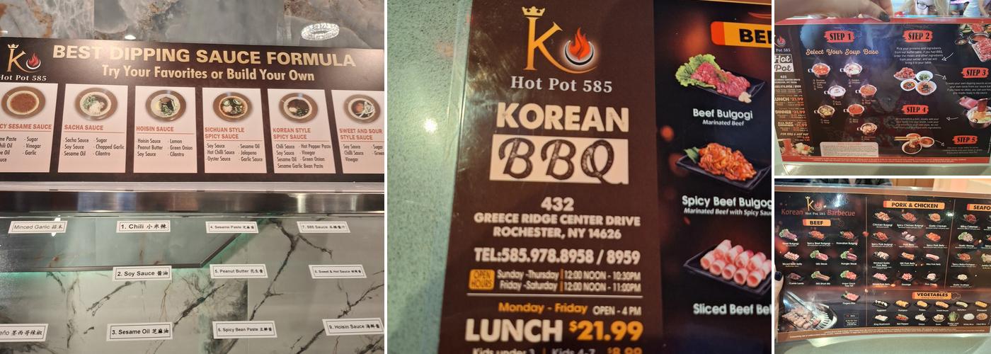 Hot Pot 585 & BBQ Menu