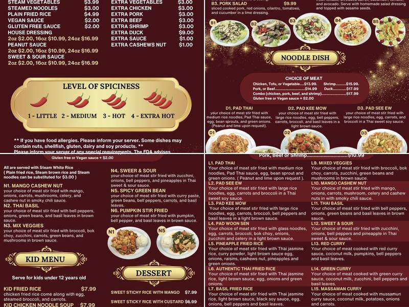 Nara Thai Kitchen Menu
