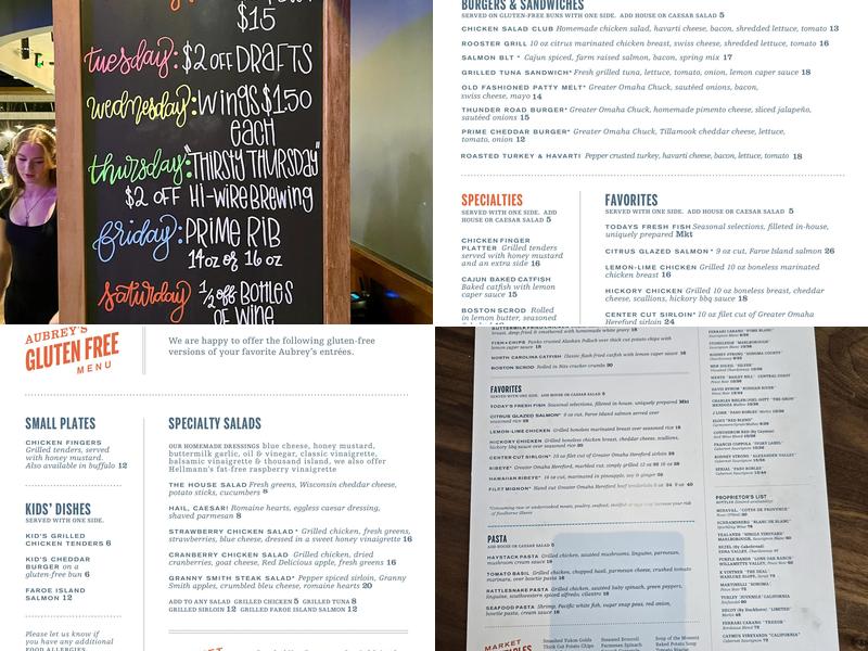 Aubrey's Spring Hill Menu