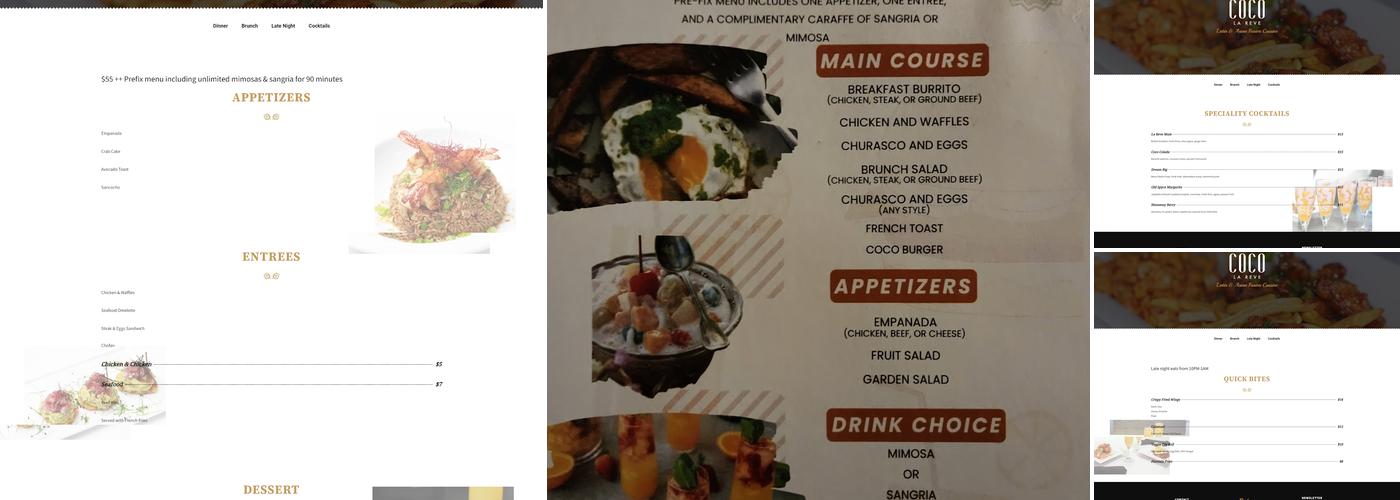 Coco La Reve Menu
