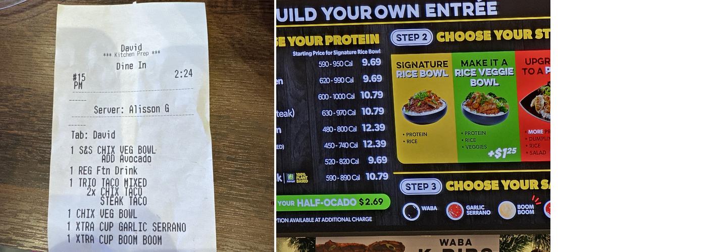 WaBa Grill Menu