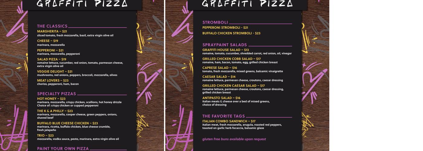 Graffiti Pizza Menu