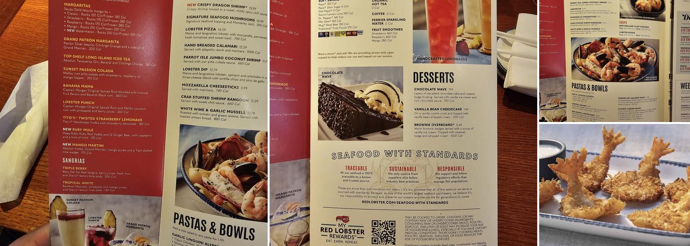 Red Lobster Menu