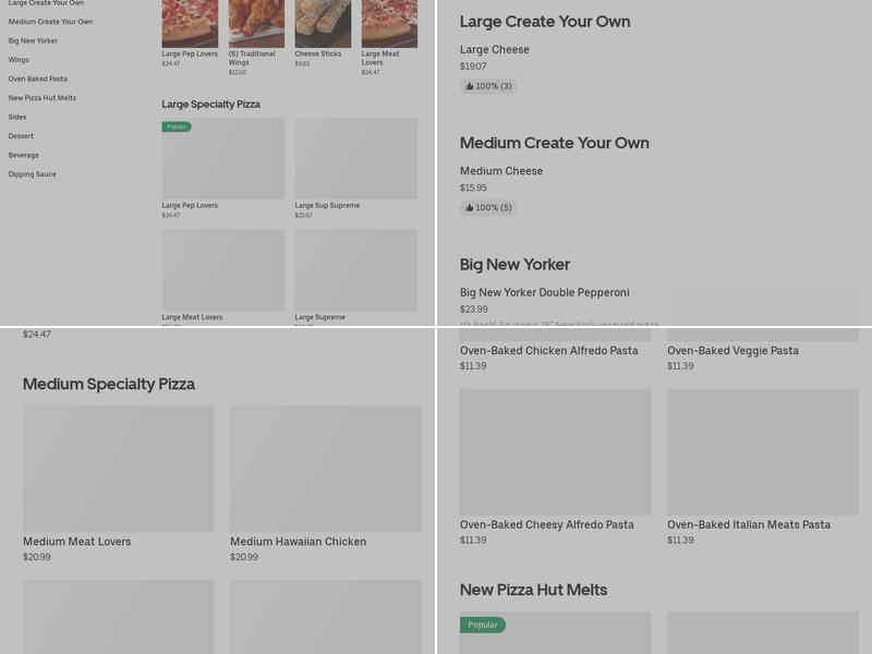 Pizza Hut Menu