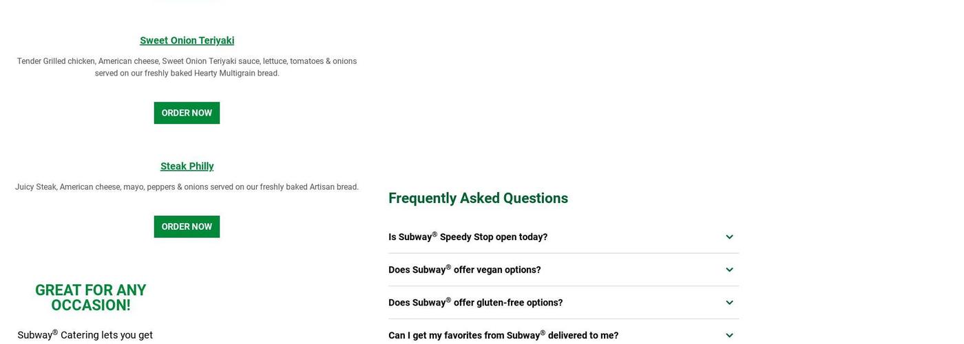 Subway Menu