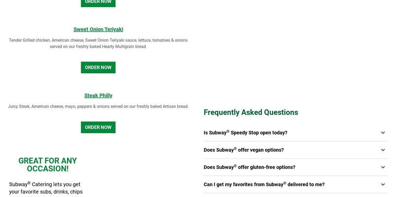 Subway Menu