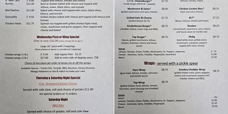 Copper Tap Menu