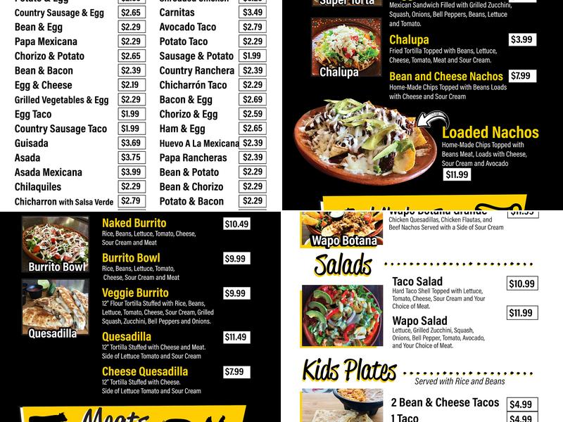 Wapo Taco Menu