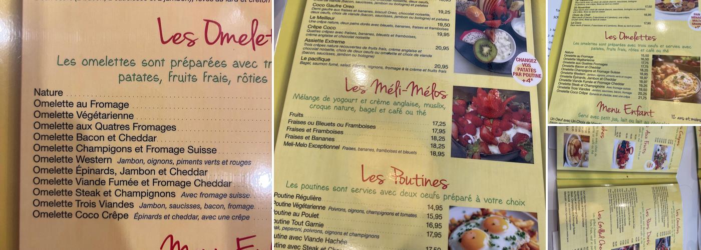 Coco Crêpes Menu