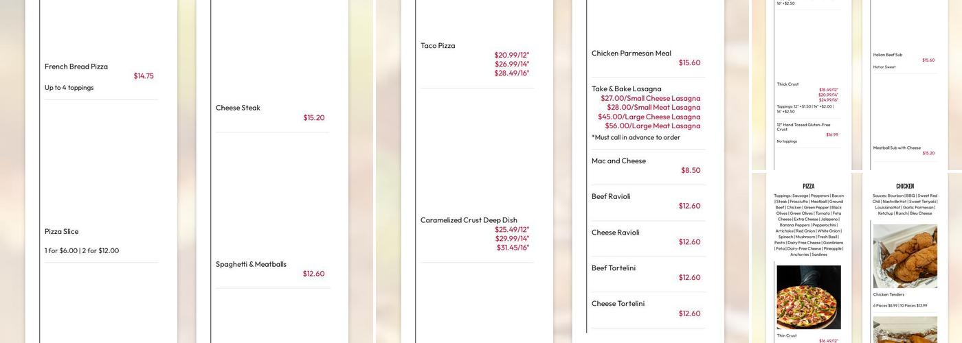 Dough Boy's Pizza Menu