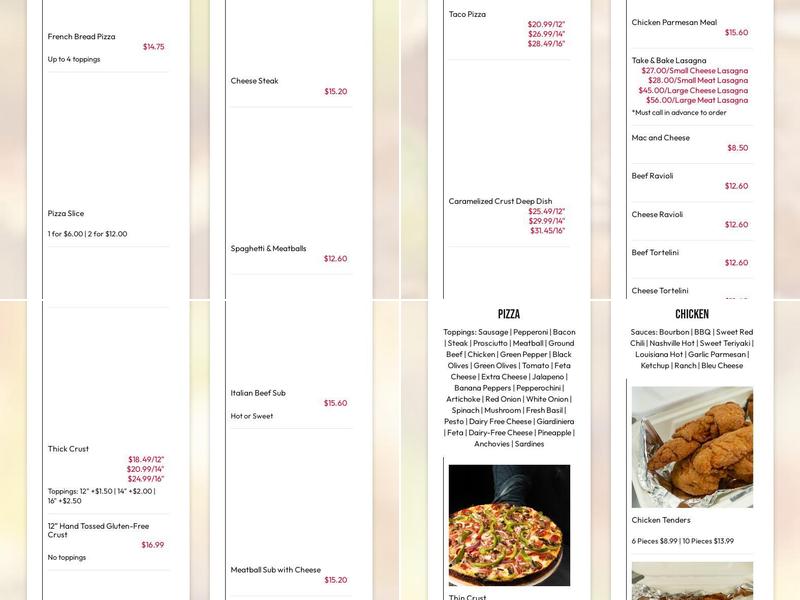 Dough Boy's Pizza Menu