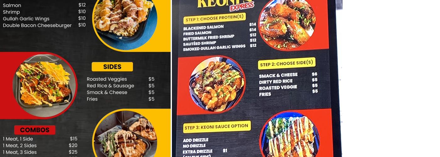 Keoni’s Express Menu