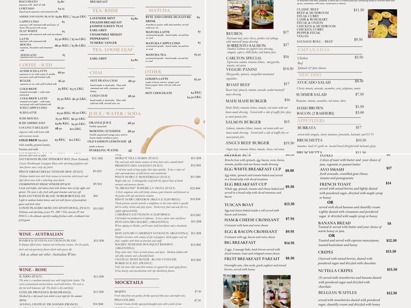 Byte and Coffee Menu