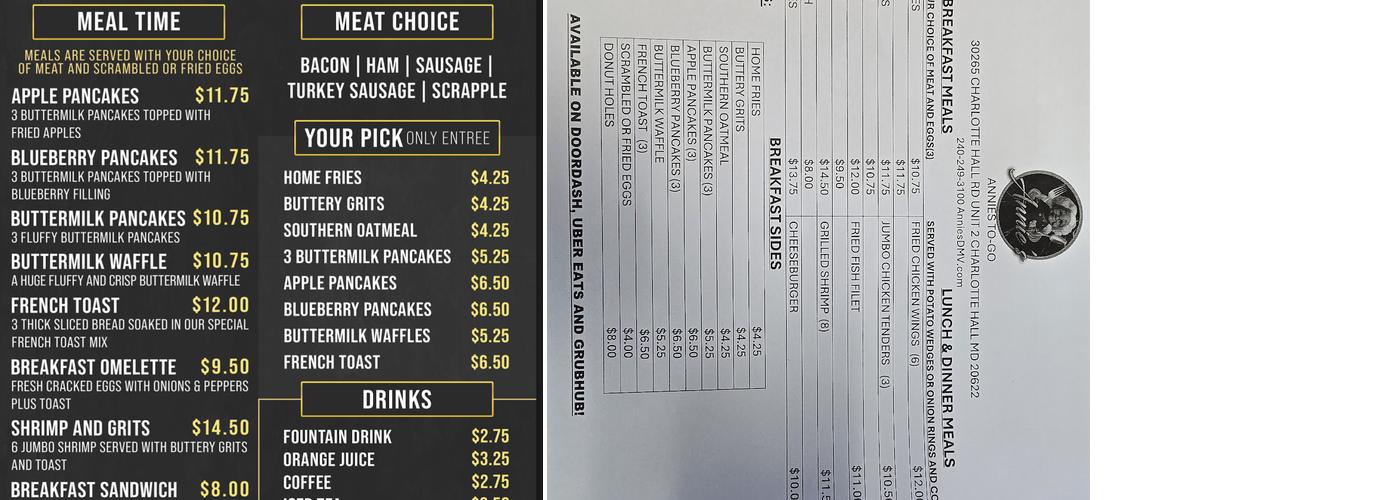 Annie's Menu