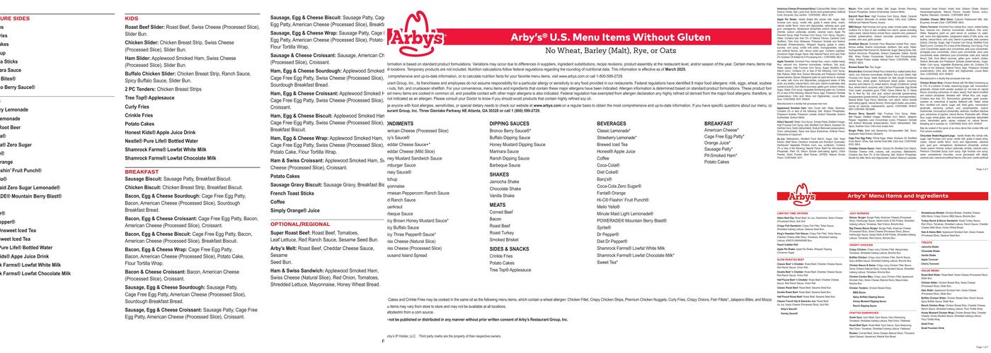 Arby's Menu