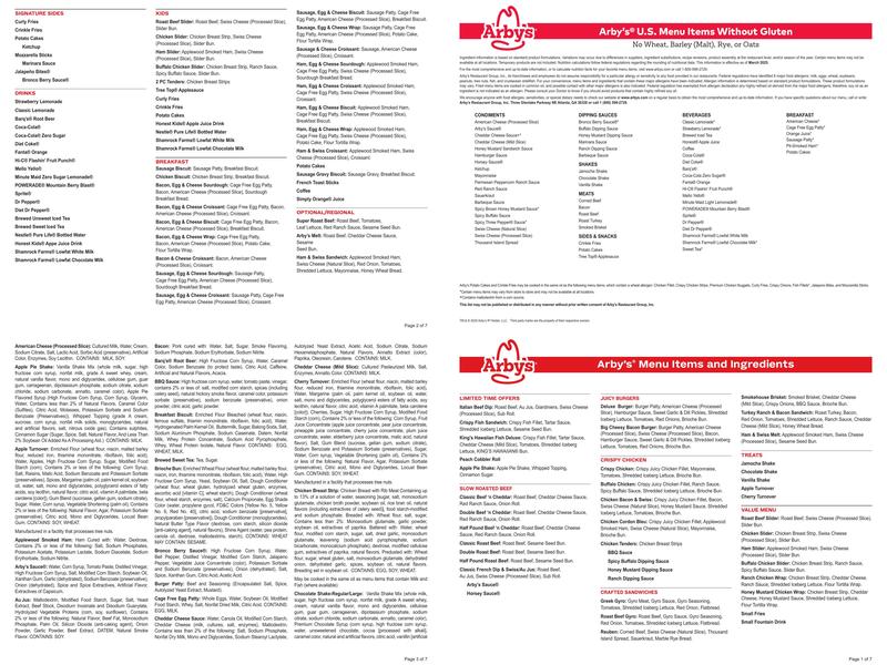 Arby's Menu