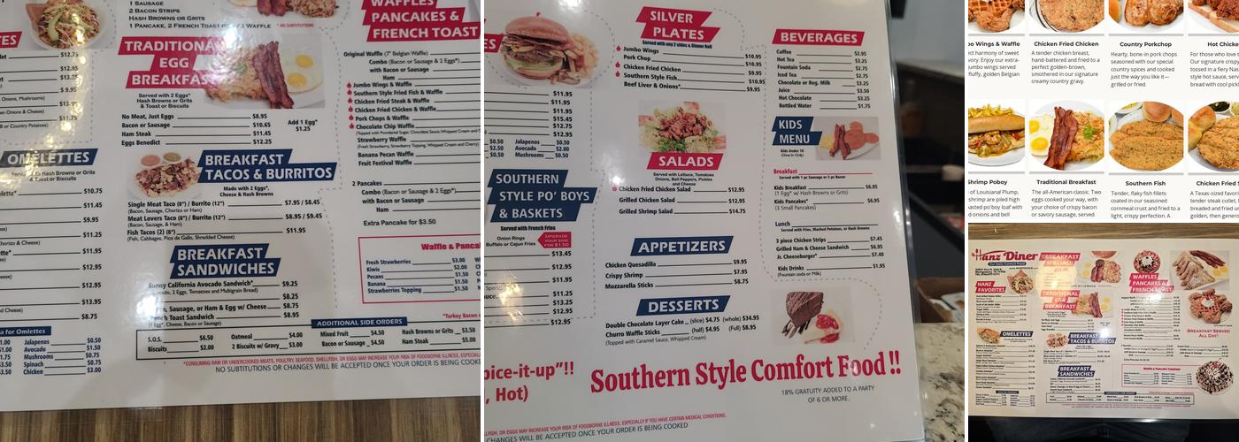 Hanz Diner Menu